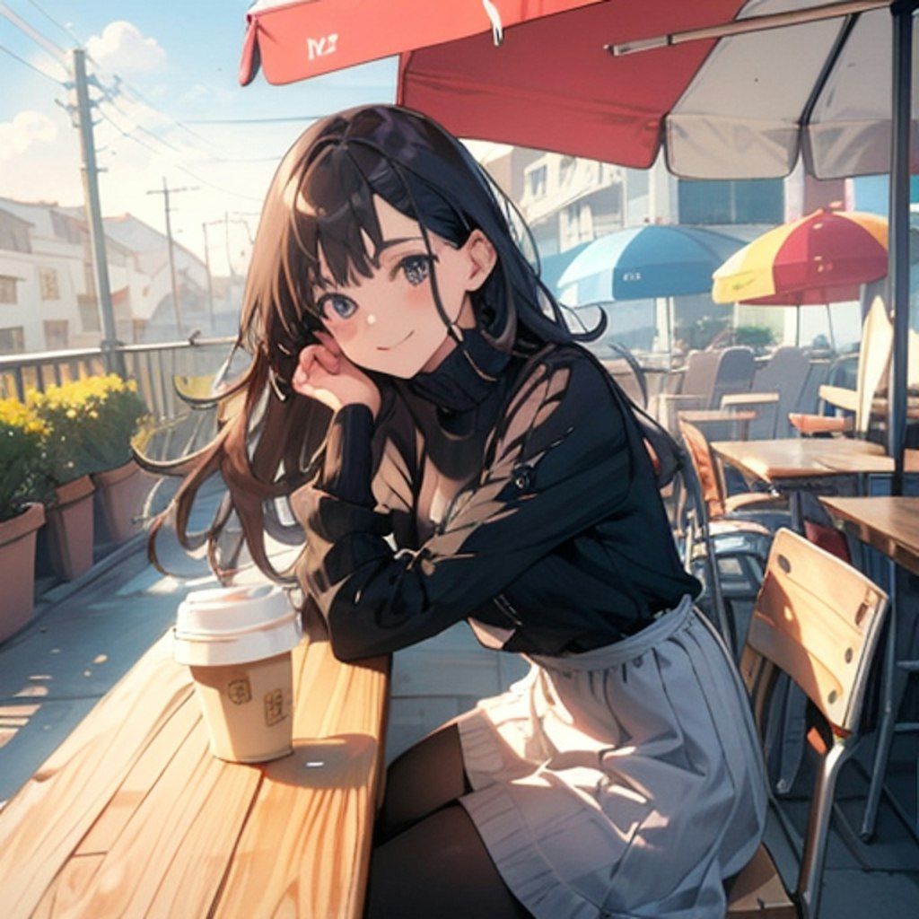 A girl on the cafe terrace 2