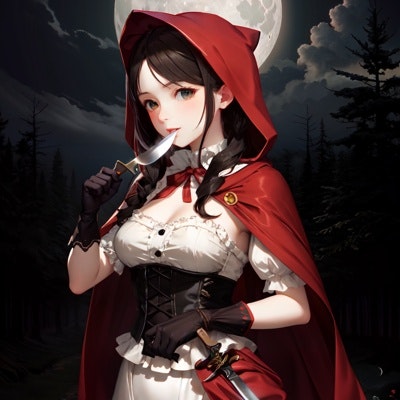 Little Red Riding Hood is going to hunt