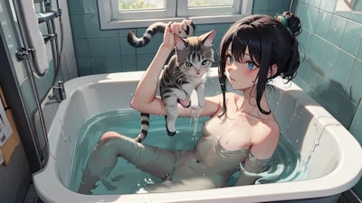 「ぁ、オスだ」拾った仔猫とお風呂