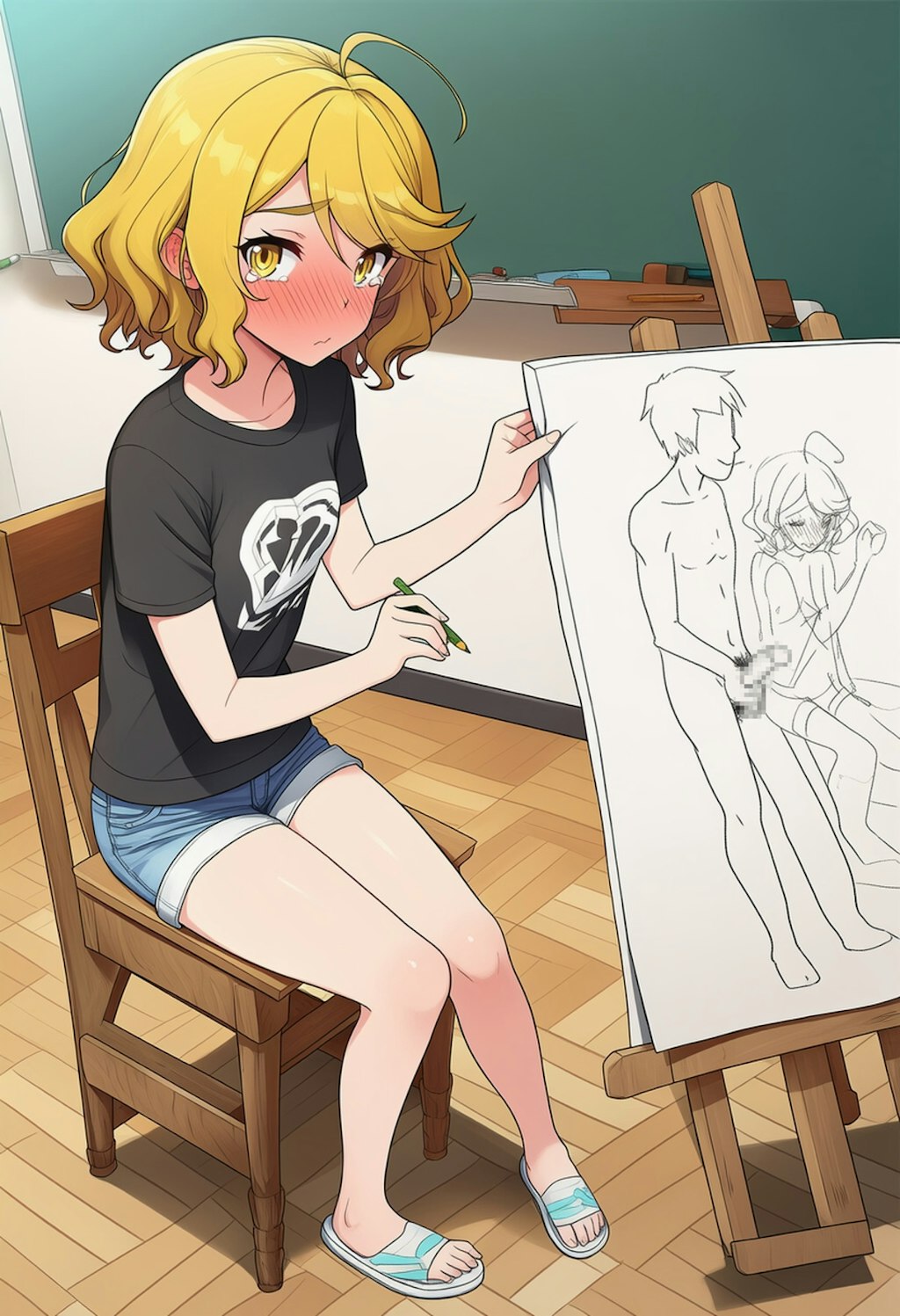 美術部でヌードデッサンに挑戦するユイちゃん