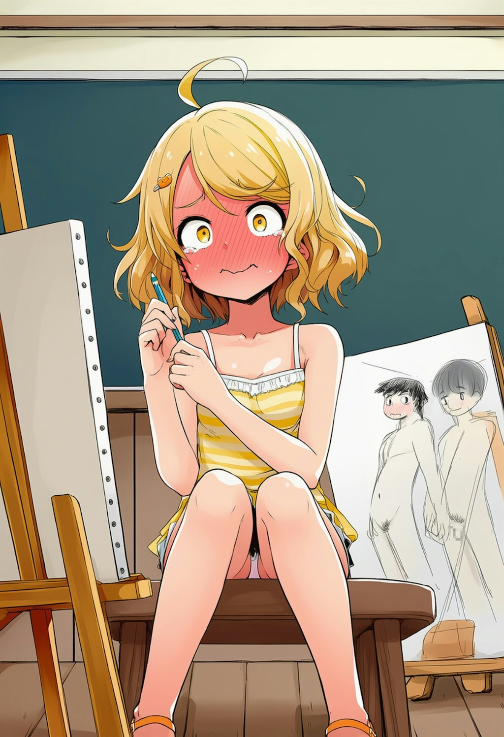 美術部でヌードデッサンに挑戦するユイちゃん
