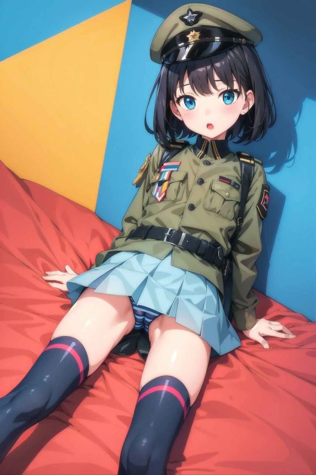 黒髪軍服少女