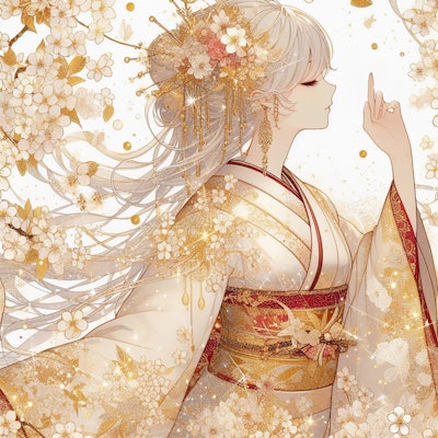 金糸刺繍-桜-
