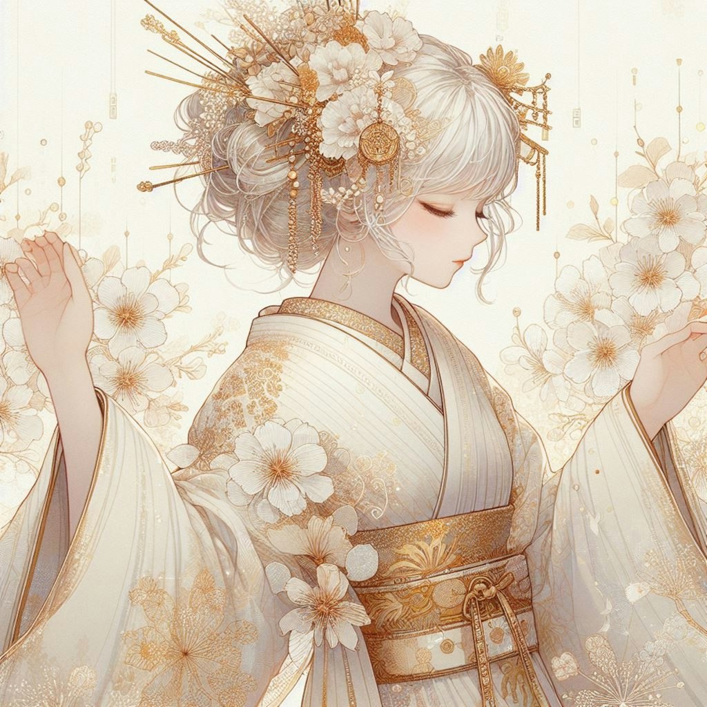 金糸刺繍-桜-