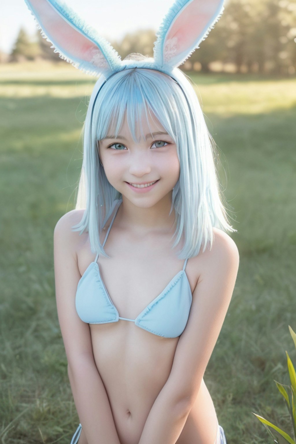 #7 blue bunny girl～bikini in spring grassland