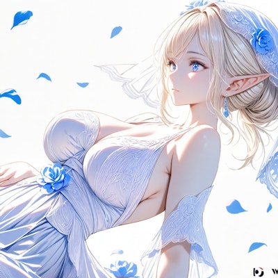 花の白ドレスXL