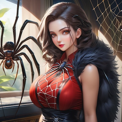 防犯対策として大きな蜘蛛を操るアラクネの美女 | の人気AIイラスト・グラビア