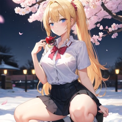 夜桜✖女子高生