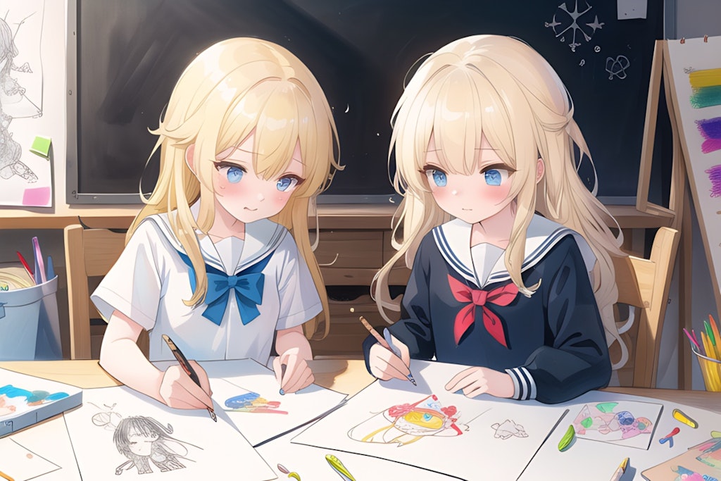 V4BちゃんとFROSTちゃんの絵日記風とボツ画像