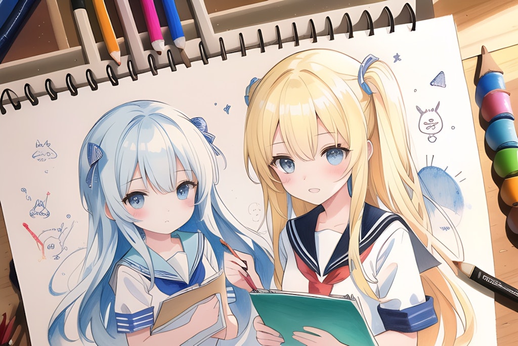 V4BちゃんとFROSTちゃんの絵日記風とボツ画像