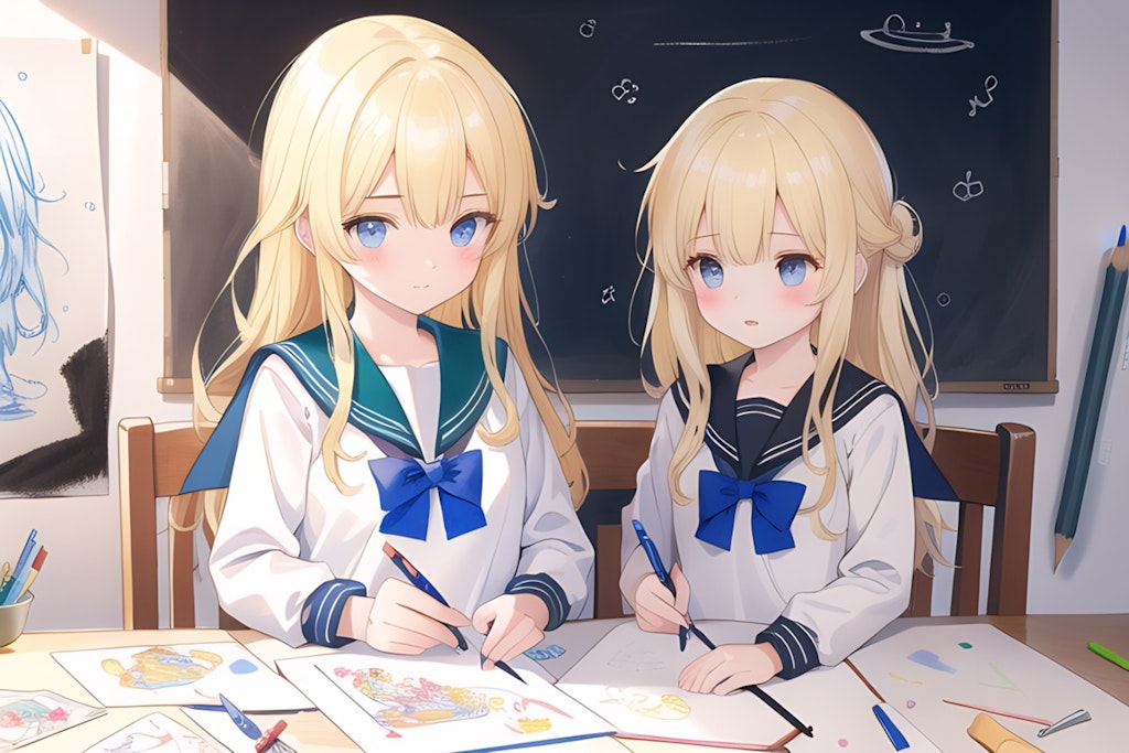 V4BちゃんとFROSTちゃんの絵日記風とボツ画像