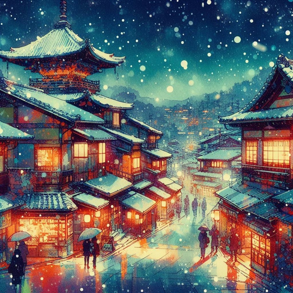 雪夜の古都