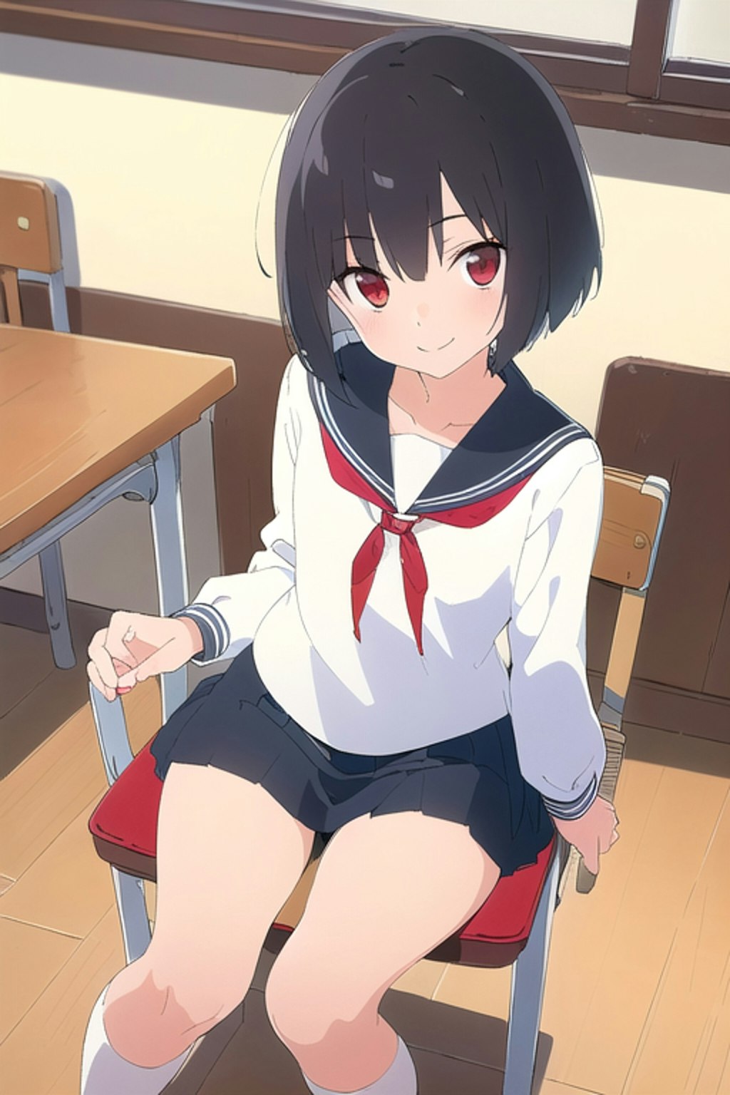 a sitting girl in homeroom