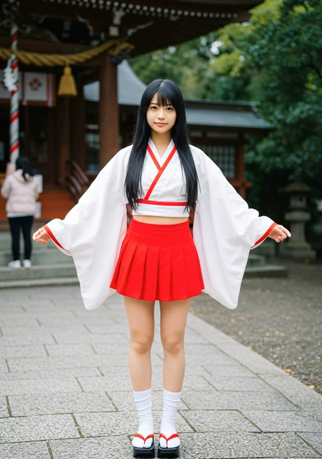 巫女ちゃんたくし上げパンチラ