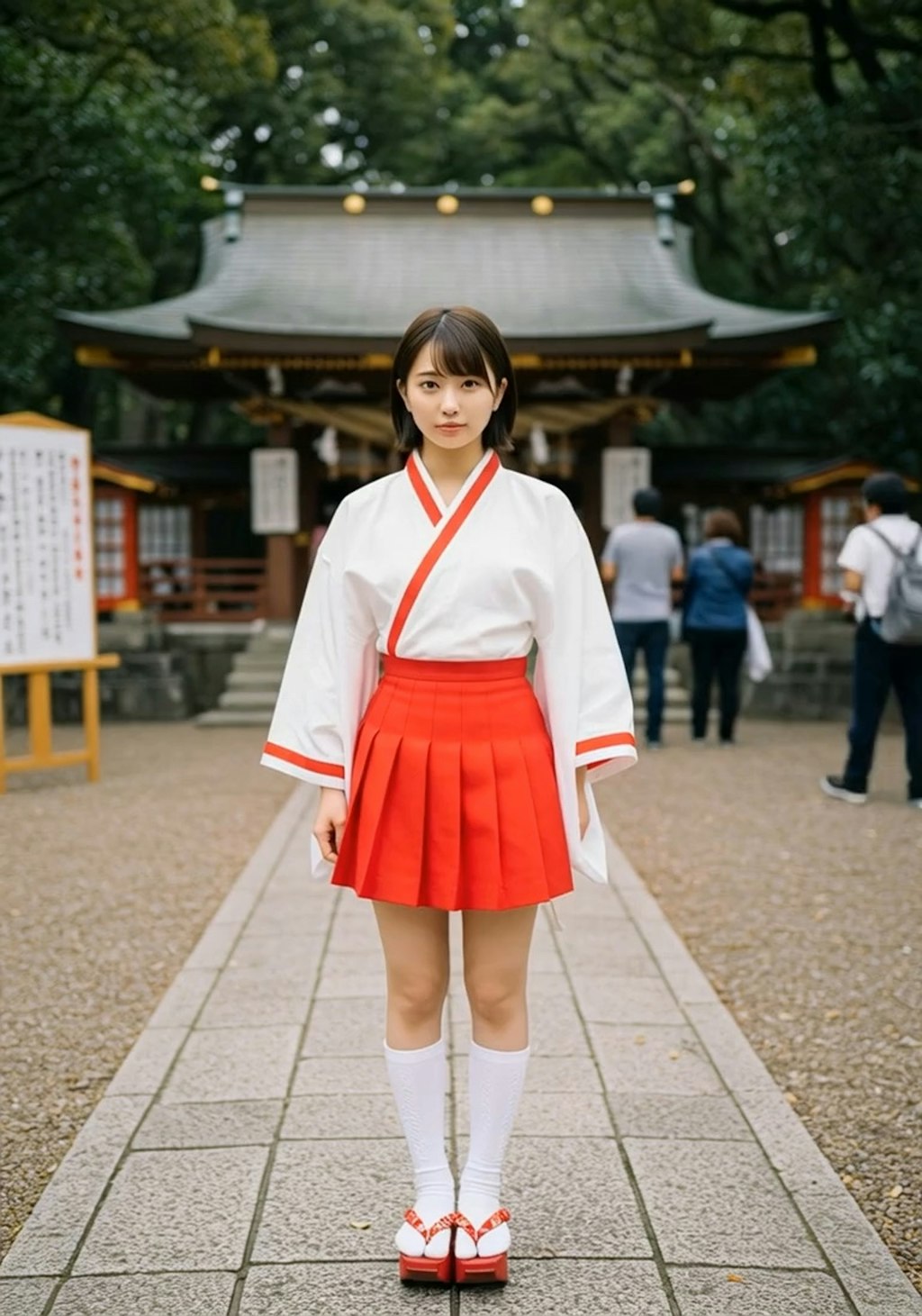 巫女ちゃんたくし上げパンチラ