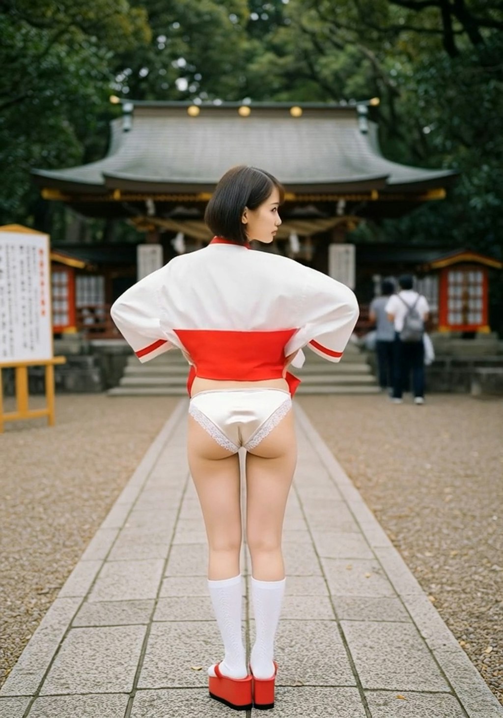巫女ちゃんたくし上げパンチラ