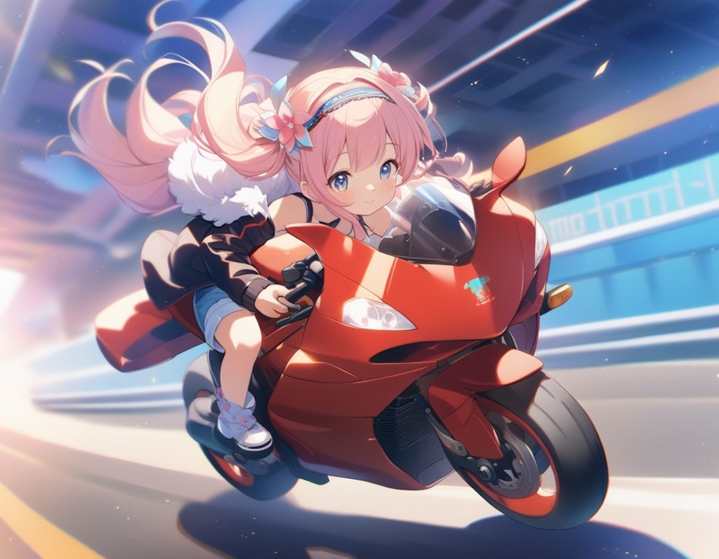 朝、スーパーバイクで疾走する少女