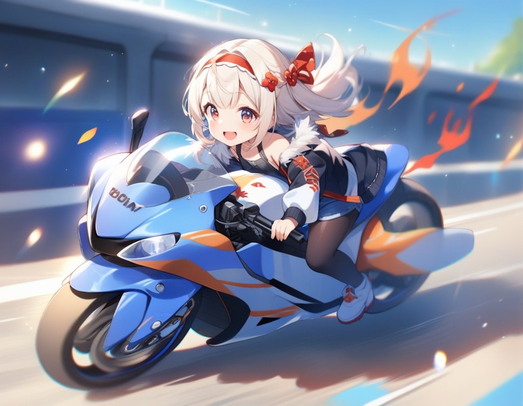 朝、スーパーバイクで疾走する少女