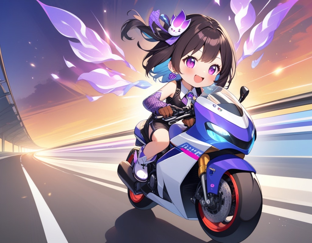 朝、スーパーバイクで疾走する少女