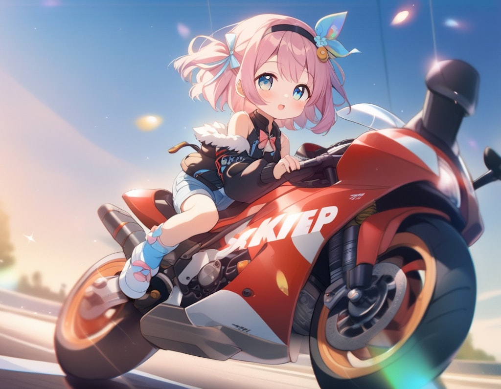 朝、スーパーバイクで疾走する少女