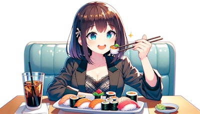 寿司を食べる子