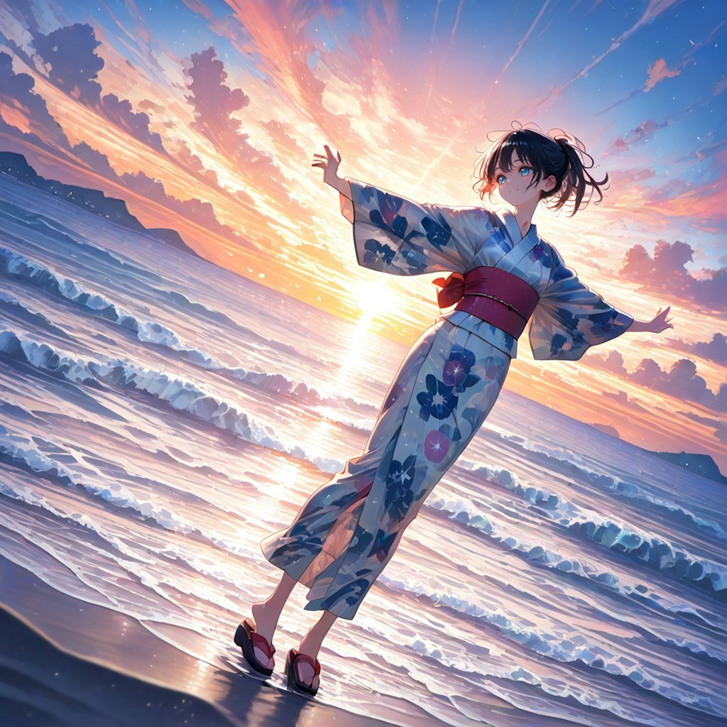 海辺でダンス
