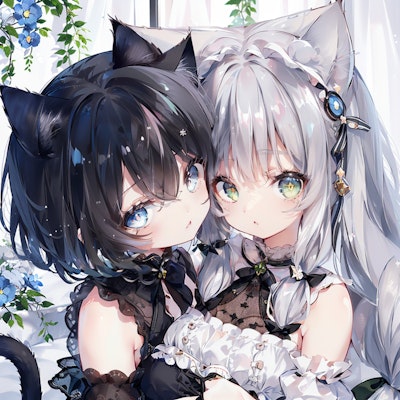 ネコ×ネコ 黒×銀