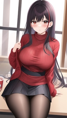 冬なんで着衣巨乳