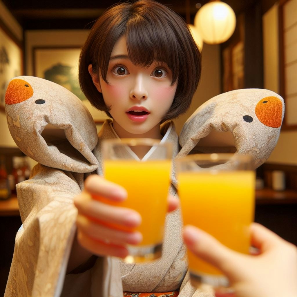 オレンジジュースで乾杯！✨🍻🎶