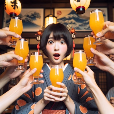 オレンジジュースで乾杯！✨🍻🎶