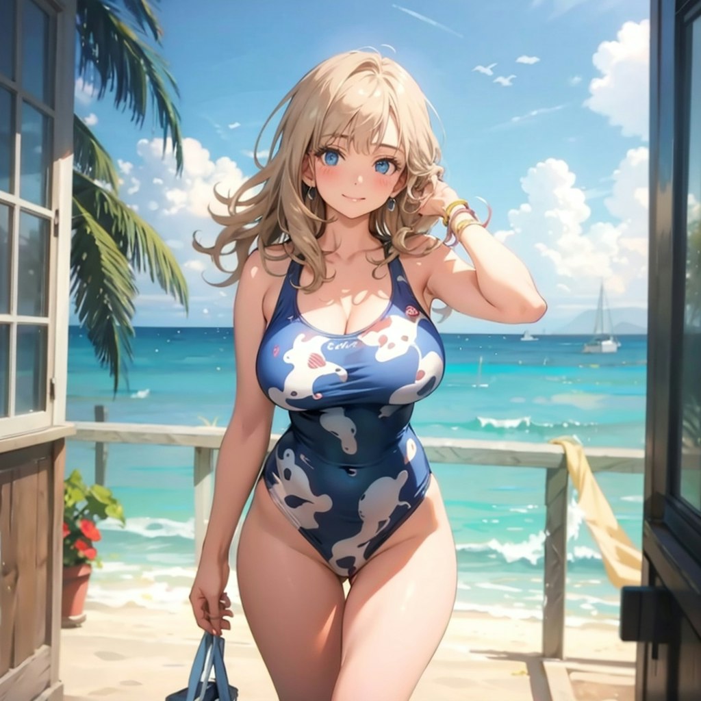 牛柄水着