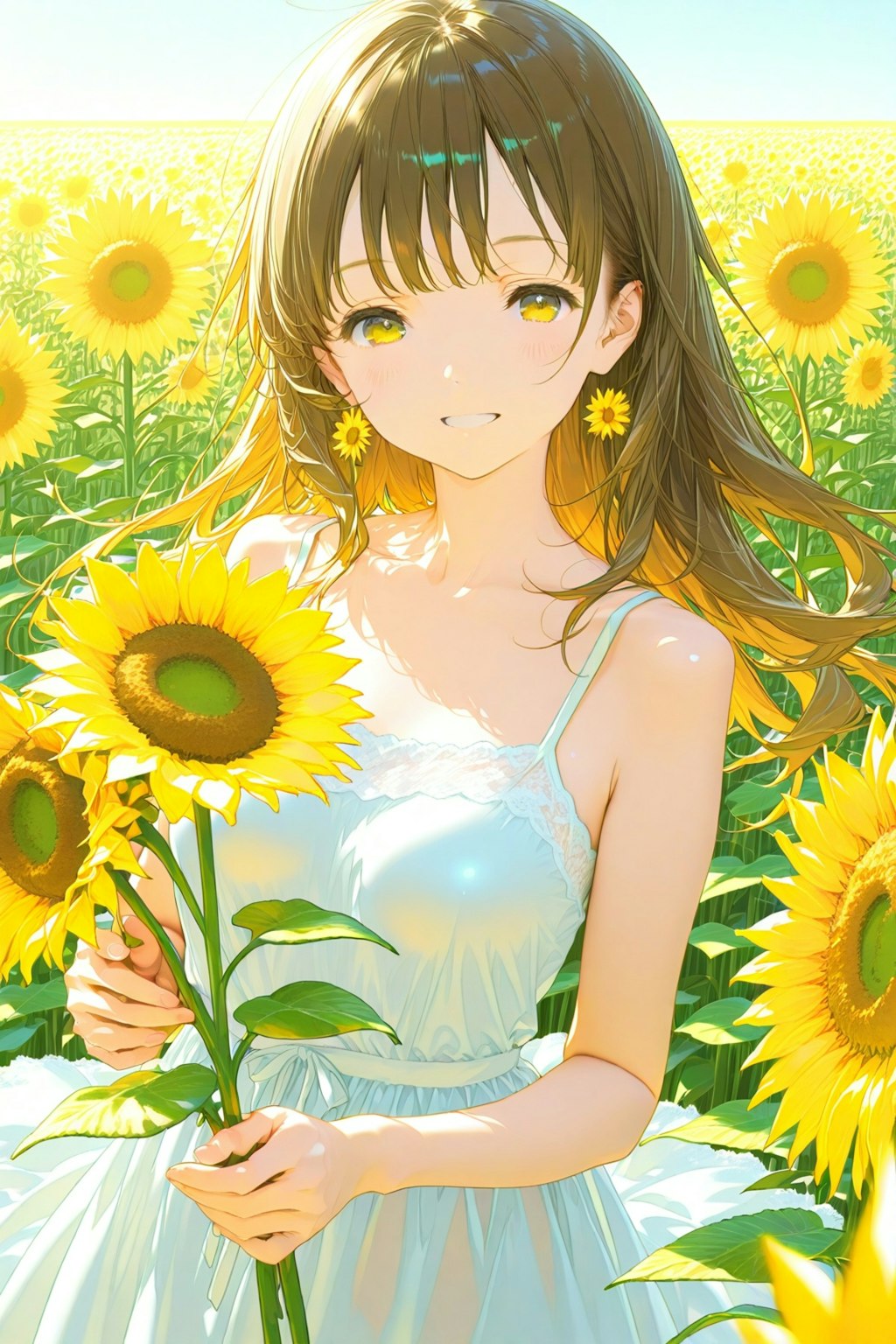 ひまわりの中で