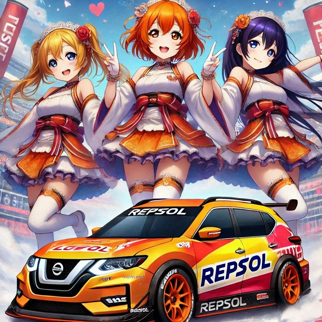 ラブライブキャラとレプソルカラー日産エクストレイルのドリ車