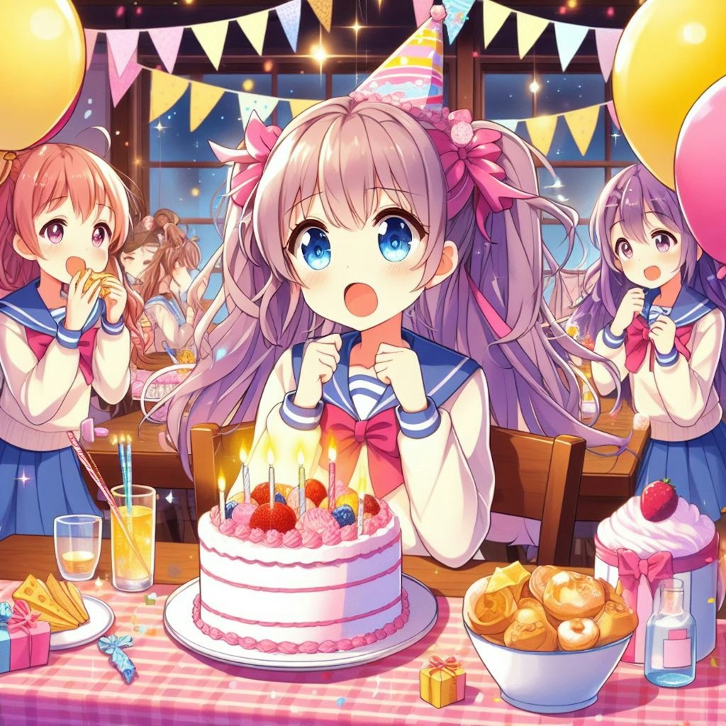 誕生日パーティーをする女の子