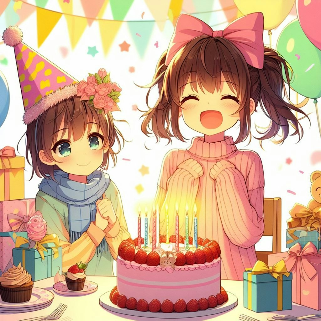 誕生日パーティーをする女の子