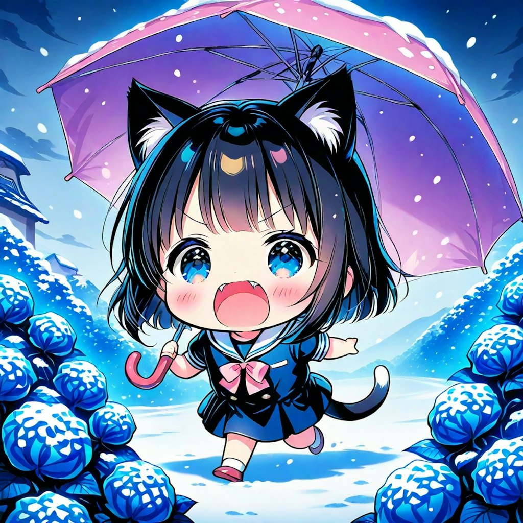 今日が暑いからって、急に冬景色にするにゃ💢