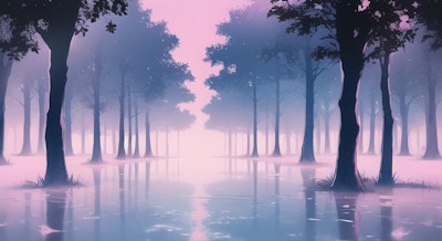 黄昏時の森