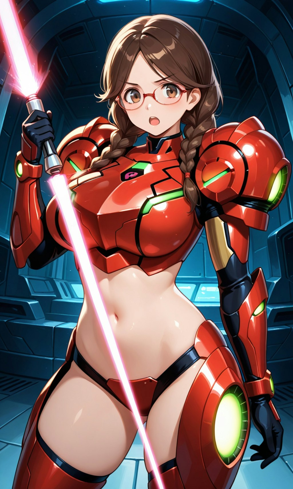 パワードスーツと眼鏡三つ編み姉妹