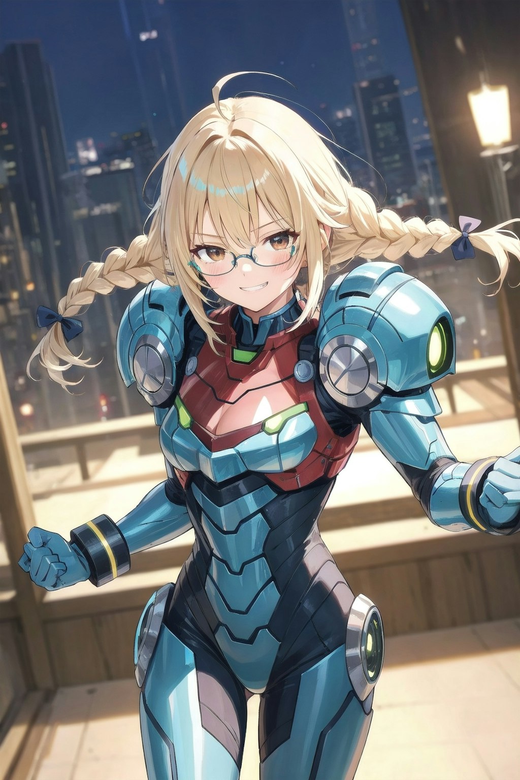 パワードスーツと眼鏡三つ編み姉妹
