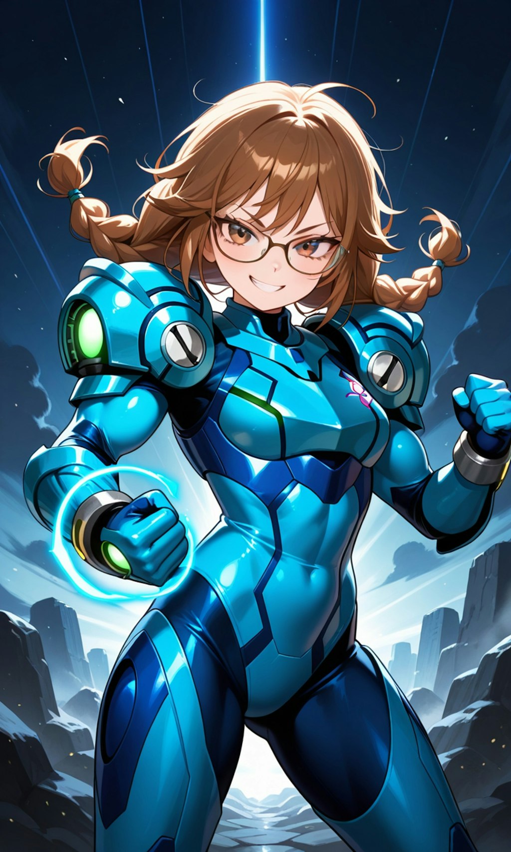 パワードスーツと眼鏡三つ編み姉妹