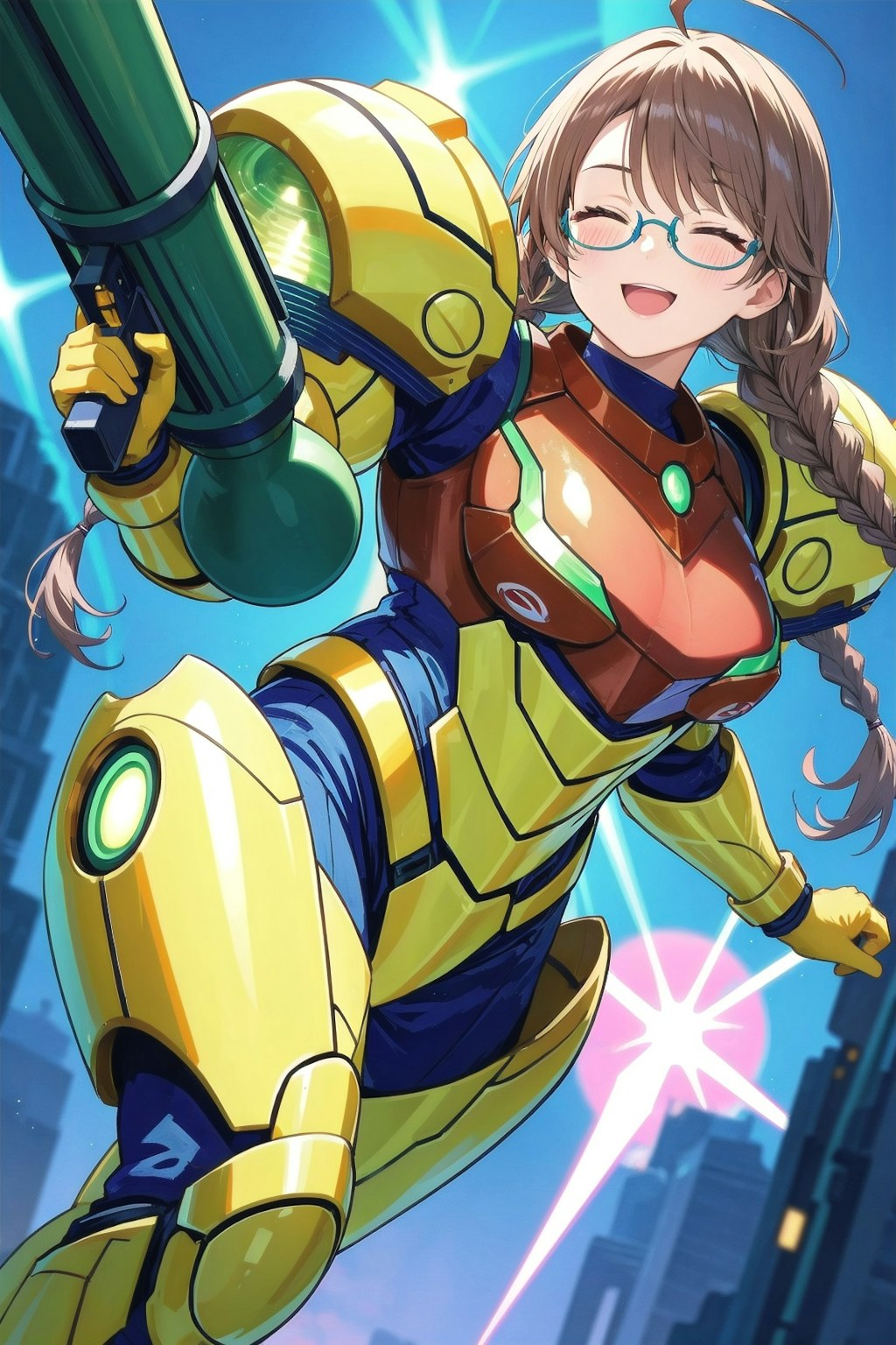 パワードスーツと眼鏡三つ編み姉妹