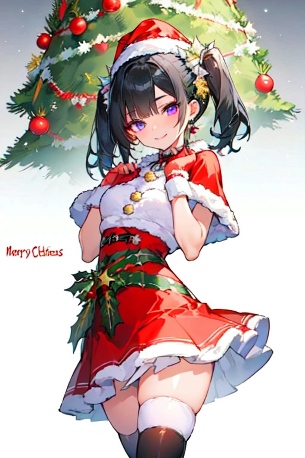 【R15】クリスマスの夜に、あなたとリラックス♥黒髪ツインテール少女版（10枚）その３