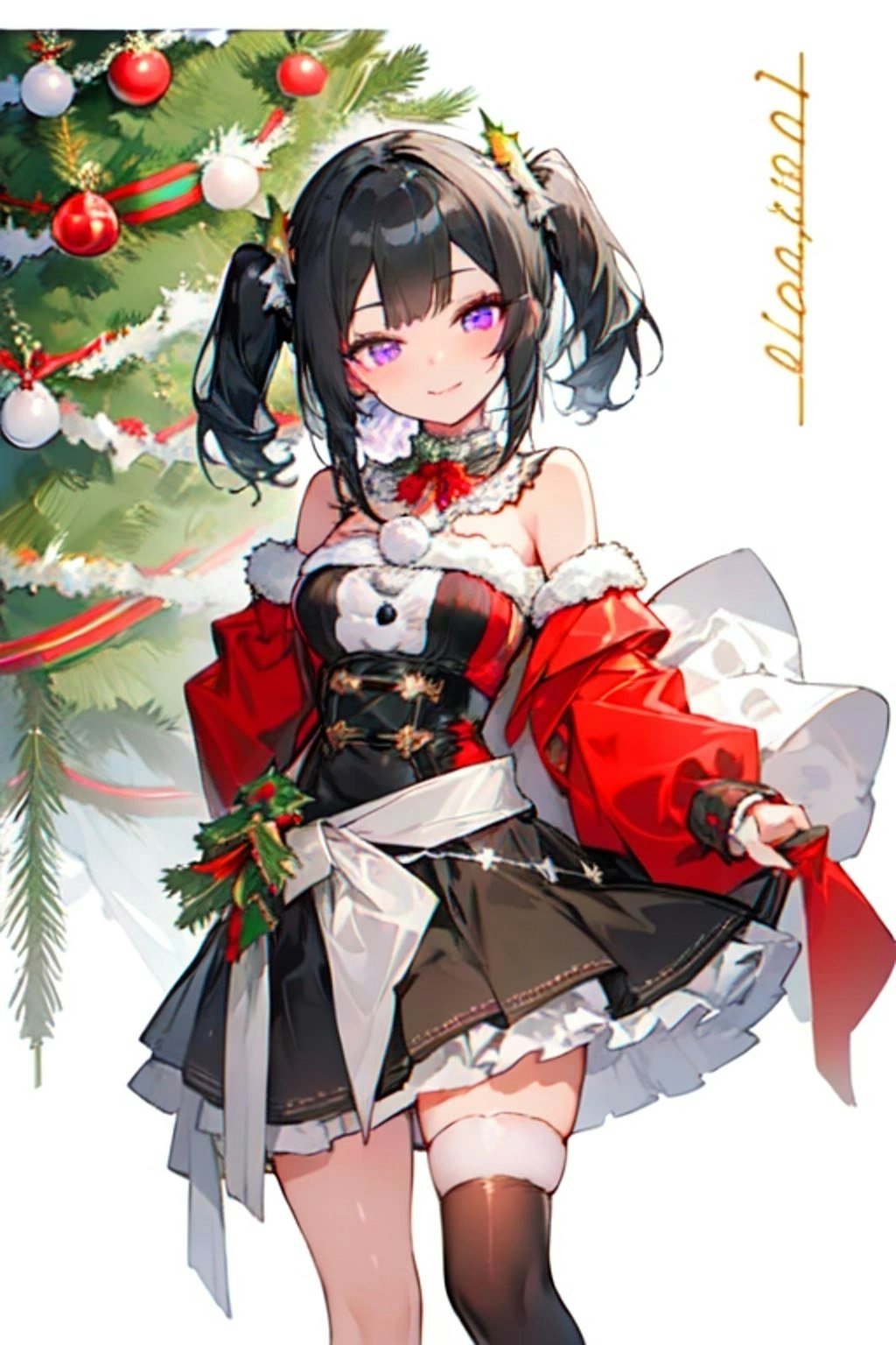 【R15】クリスマスの夜に、あなたとリラックス♥黒髪ツインテール少女版（10枚）その３