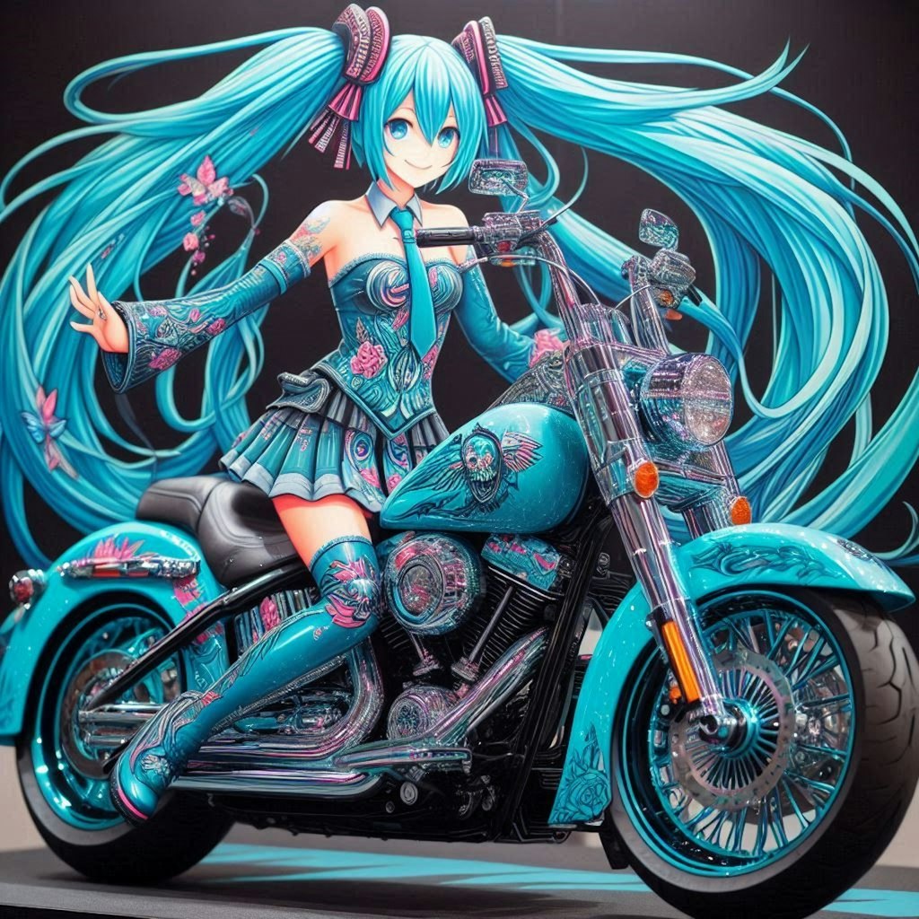 初音ミクカラーのハーレーダビッドソン