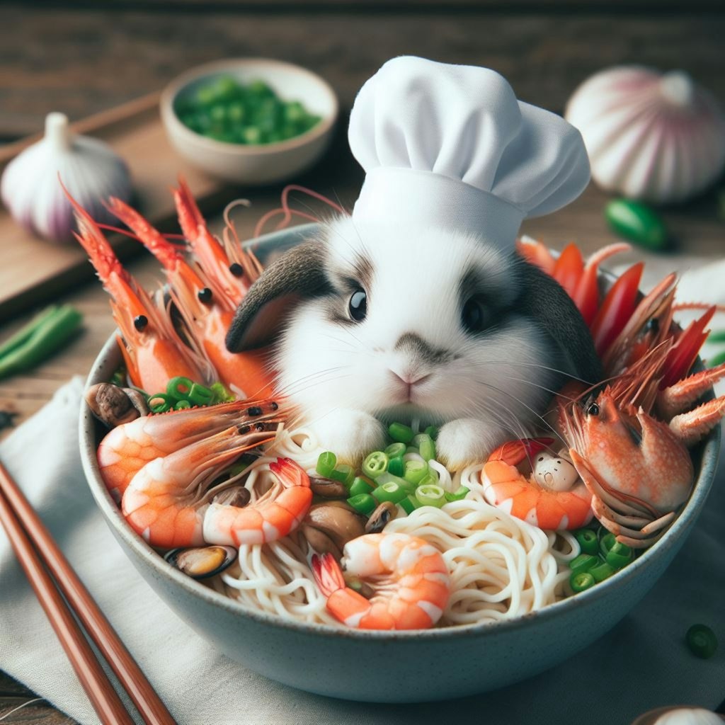 うさぎVS seafood noodle