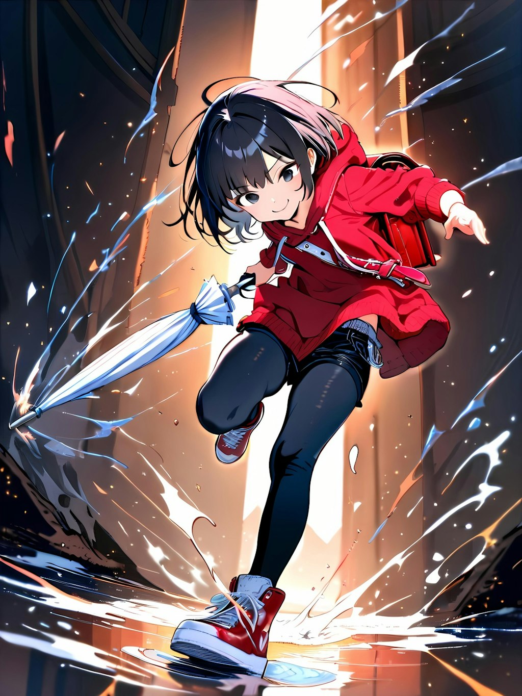 小学生はビニール傘を装備した