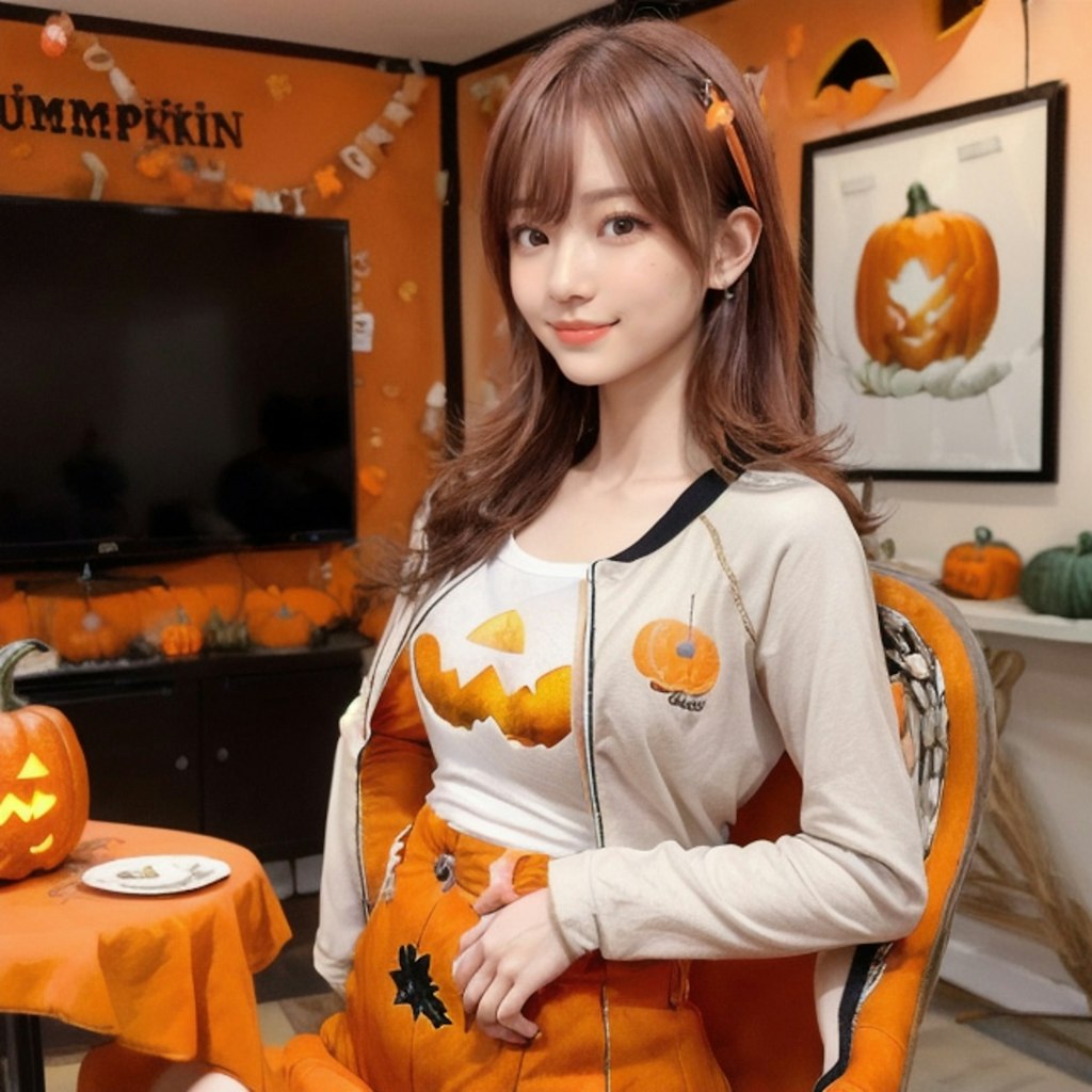 部屋をハロウィンコーデしたんだー