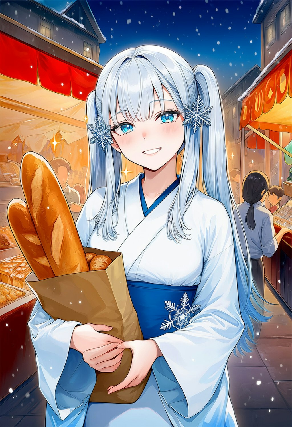 雪女様、街のパン屋にお買い物