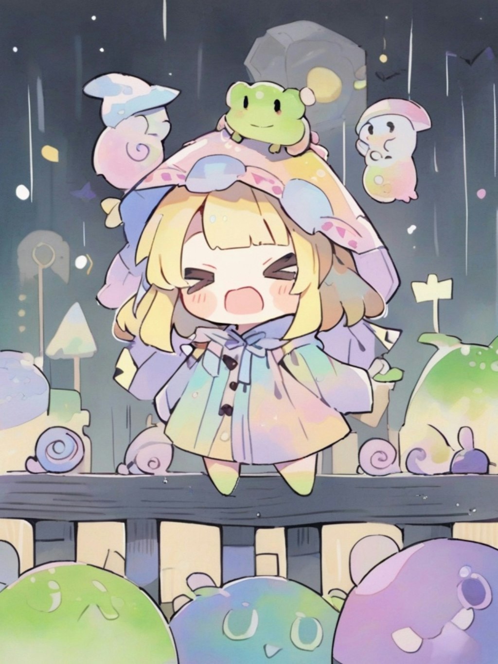 雨の日の金髪ちゃん