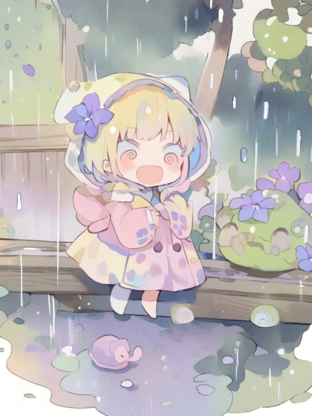 雨の日の金髪ちゃん